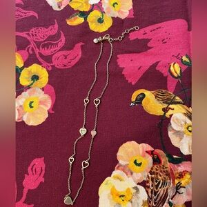 J Crew Golf Tone Adjustable Length Necklace Heart Design Love